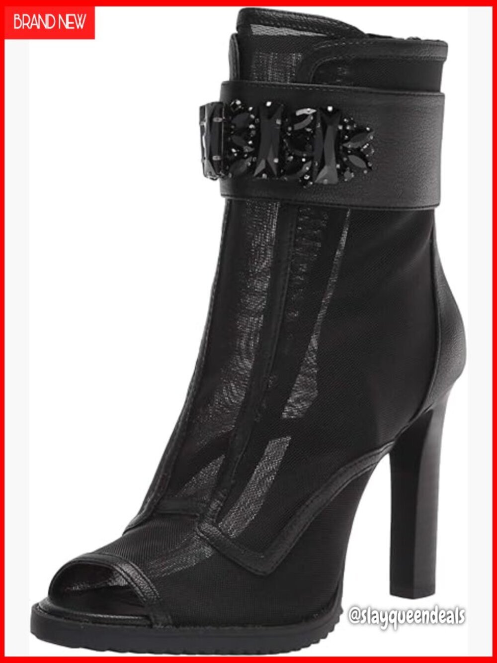Peep Toe Heeled Booties with Memory Foam Footbed, Fashion Ankle Boots